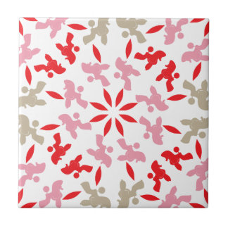 Carreau Illustration de motif de caniche personnalisable