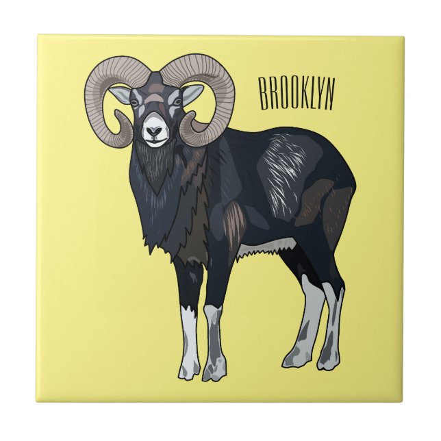 Carreau Illustration de mouflon, mouton (Devant)