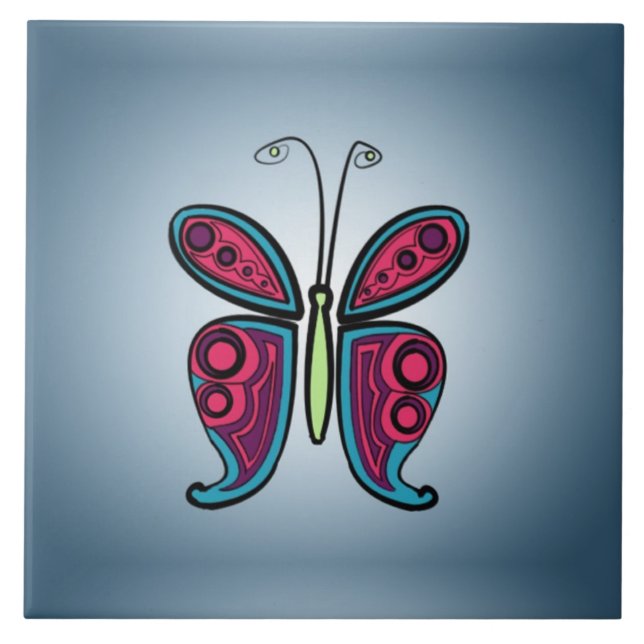 Carreau Illustration de papillon (Devant)