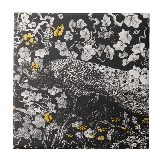 Carreau Illustration de Peacock vintage par Theo van Hoyte (Devant)