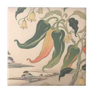 Carreau Illustration de poivre chili vintage