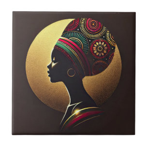 Carreau Illustration de portrait élégant de femme africain