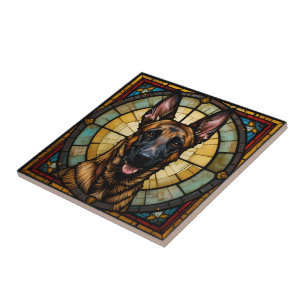 Carreau Illustration de style Malinois belge en verre vern
