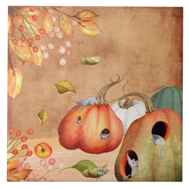 Carreau Illustration de Thanksgiving de souris (Devant)
