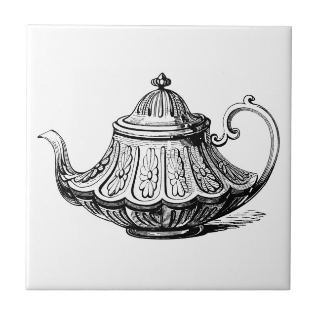 Carreau Illustration de théière antique (Devant)