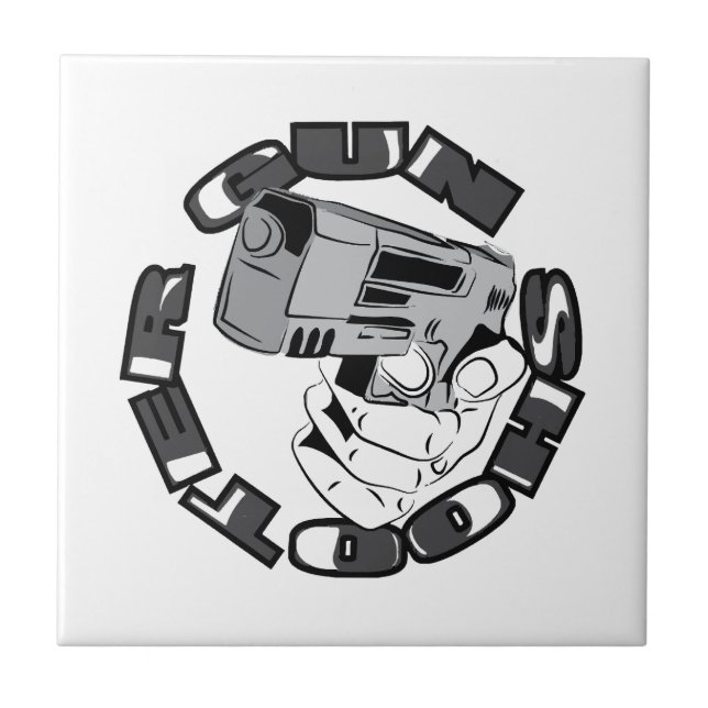 Carreau Illustration de tireur au pistolet (Devant)