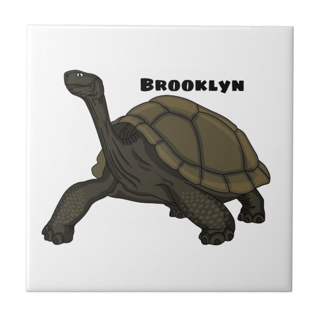 Carreau Illustration de tortue terrestre des Galapagos (Devant)