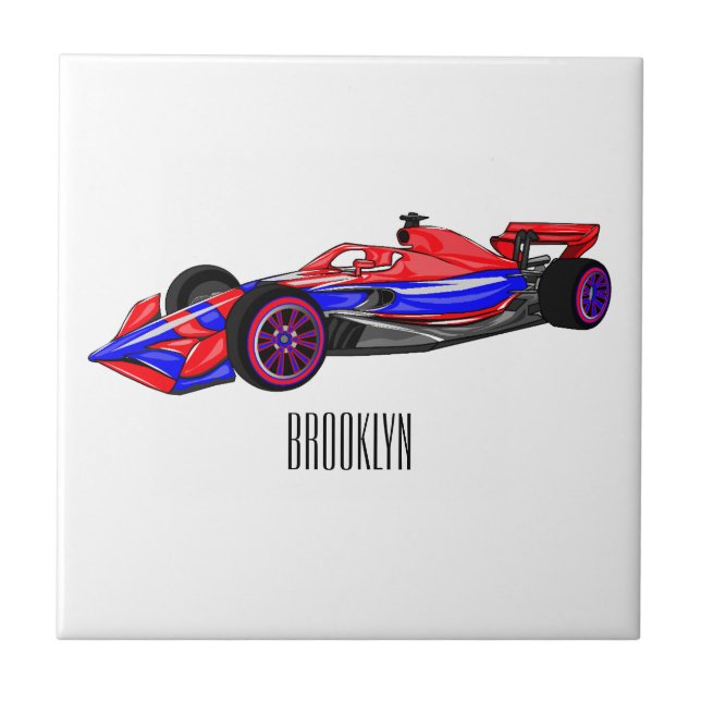 Carreau Illustration de voiture de course professionnelle (Devant)