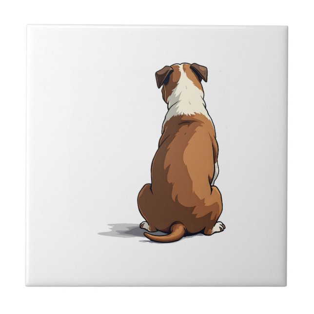 Carreau Illustration de vue arrière de bouledogue vintage  (Devant)