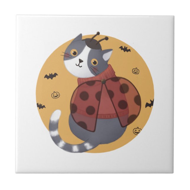 Carreau Illustration d'Halloween : Ladybug Cat (Devant)