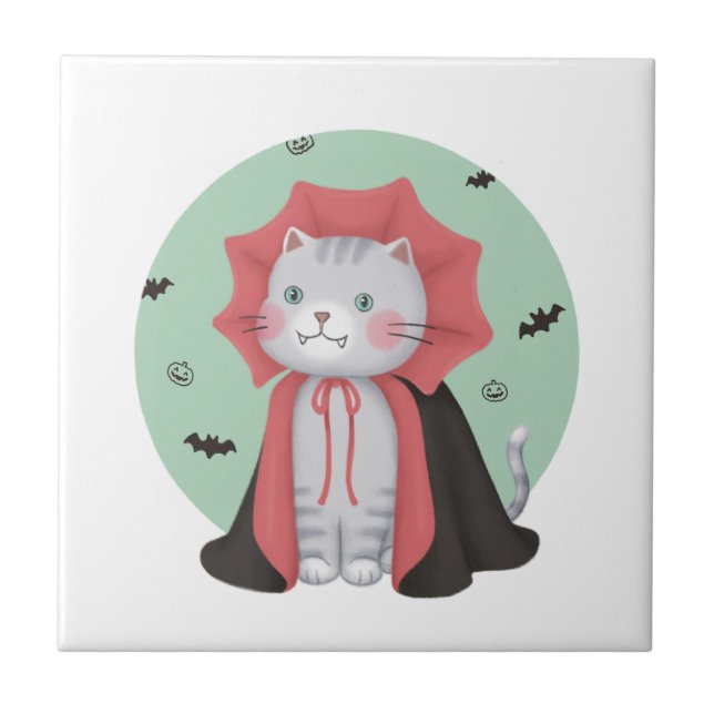 Carreau Illustration d'Halloween : Vampire Cat (Devant)