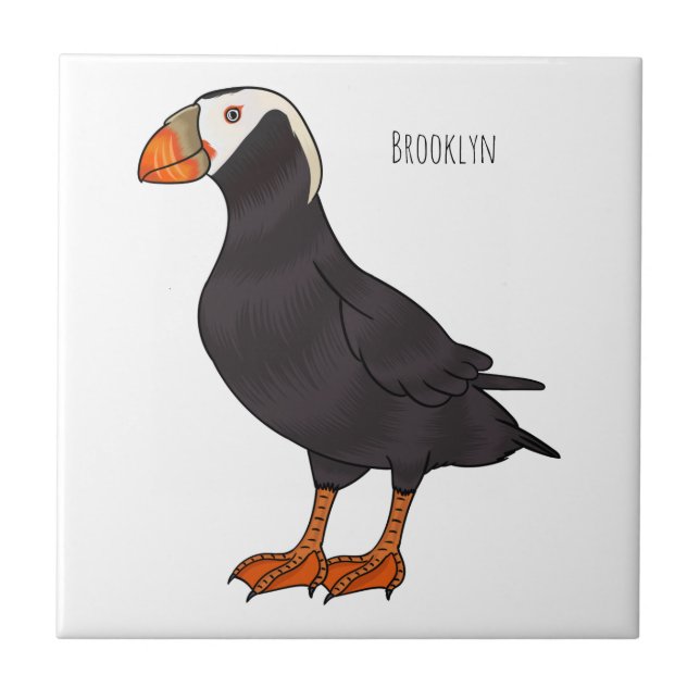 Carreau Illustration d'oiseau bouffon touffu (Devant)