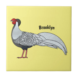 Carreau Illustration d'oiseau faisan d'argent