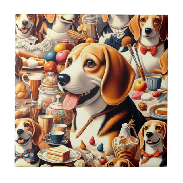 Carreau Illustration du Beagle rétro (Devant)