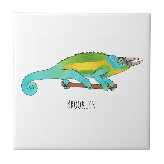 Carreau Illustration du caméléon de Jackson (Devant)
