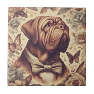 Carreau Illustration du Dogue de Bordeaux vintage