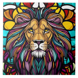Carreau Illustration du lion en verre tendu