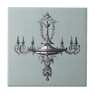 Carreau Illustration du lustre en fer bleu