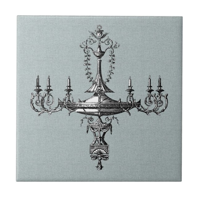 Carreau Illustration du lustre en fer bleu (Devant)