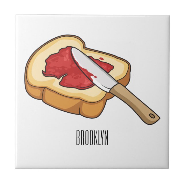 Carreau Illustration du pain et de la confiture (Devant)