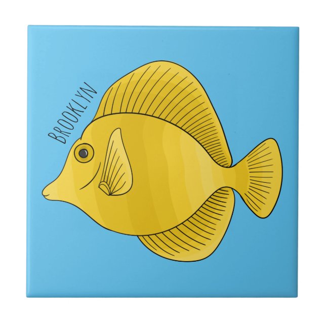 Carreau Illustration du poisson-tang jaune (Devant)