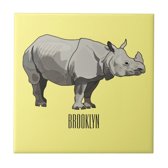 Carreau Illustration du rhinocéros de Javan (Devant)