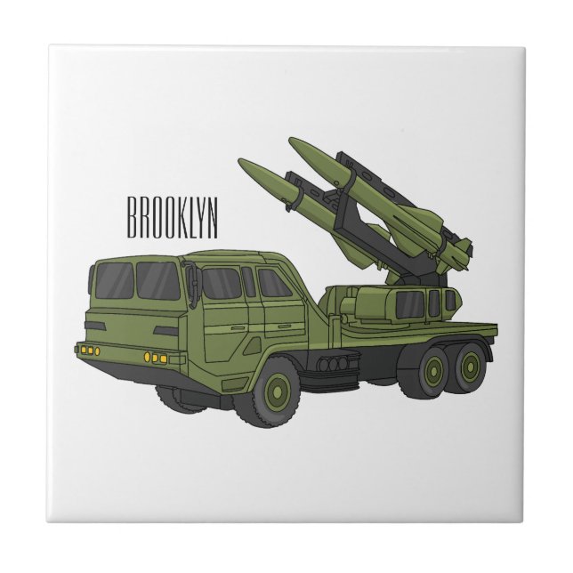 Carreau Illustration d'un camion de missiles militaires (Devant)