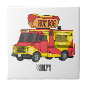Carreau Illustration d'un camion de nourriture pour chien 