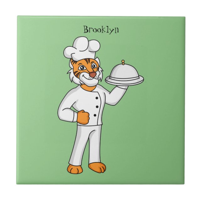 Carreau Illustration d'un chef tigre drôle et mignon (Devant)