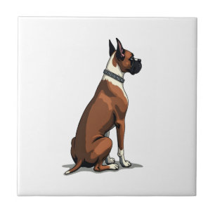 Carreau Illustration d'un chien Boxer vintage vu de dos Ma