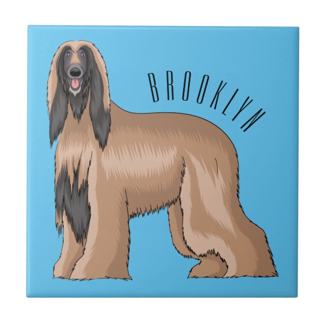 Carreau Illustration d'un chien hound afghan (Devant)