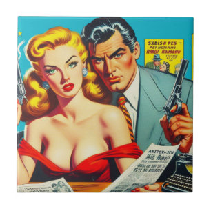 Carreau Illustration d'un couple d'impulsions rétro