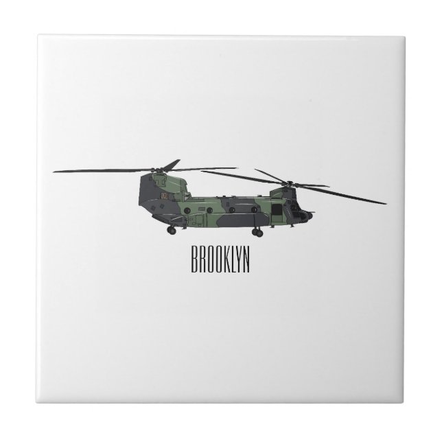 Carreau Illustration d'un hélicoptère de l'armée de Chinoo (Devant)