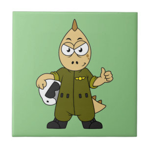 Carreau Illustration D'Un Pilote À Jet Allosaurus.