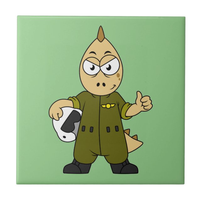 Carreau Illustration D'Un Pilote À Jet Allosaurus. (Devant)