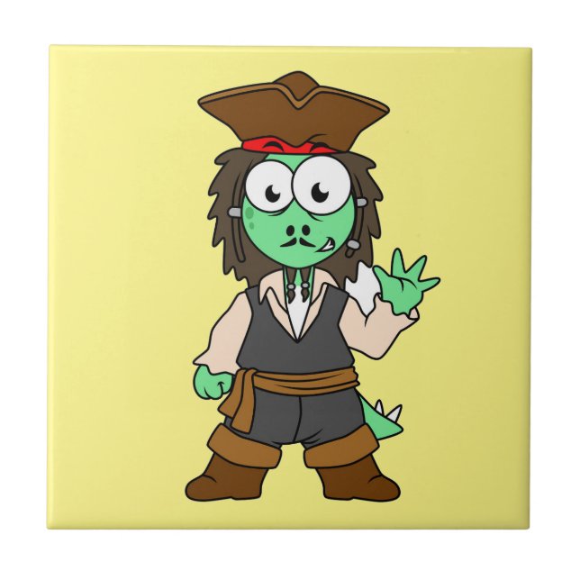 Carreau Illustration D'Un Pirate De Stegosaurus, Jack Spar (Devant)