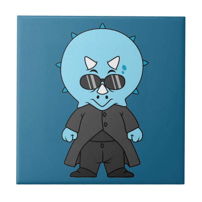 Carreau Illustration D'Une Matrice Tricératops. (Devant)