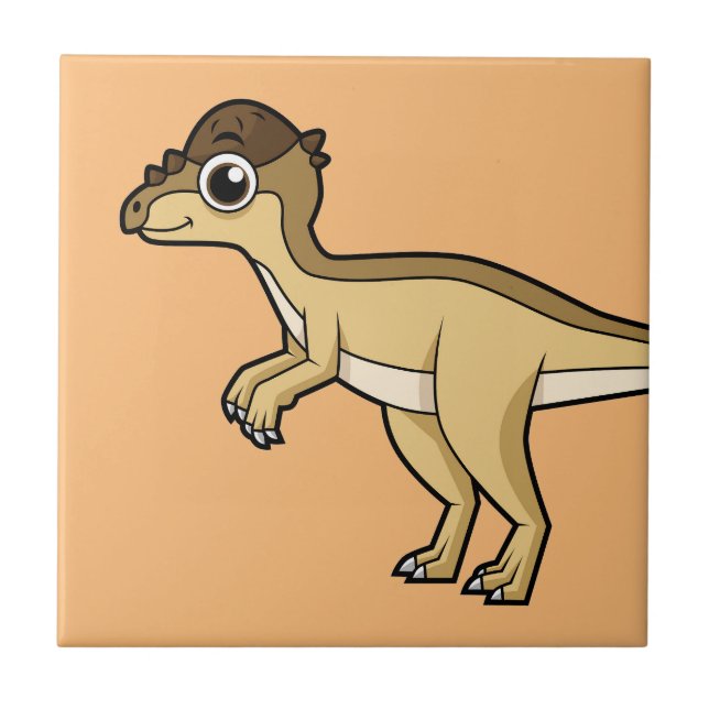 Carreau Illustration Mignonne D'Un Pachycéphalosaure Dinos (Devant)