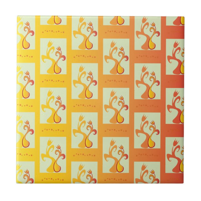 Carreau Illustration moderne Sunny jaune Tulip Couple (Devant)