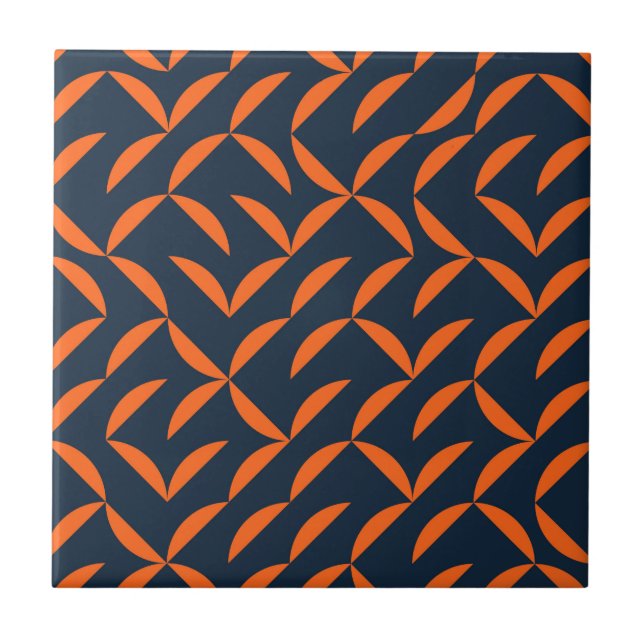 Carreau Illustration ondulée orange, cool, moderne, tendan (Devant)