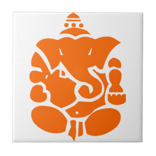 Carreau Illustration orange de Ganesha
