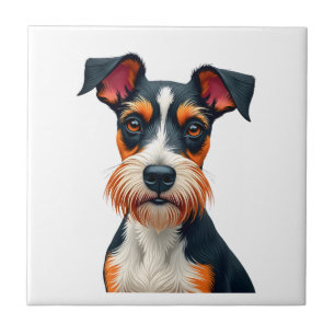 Carreau Illustration Rétro de Portrait de Chien Coloré Vin