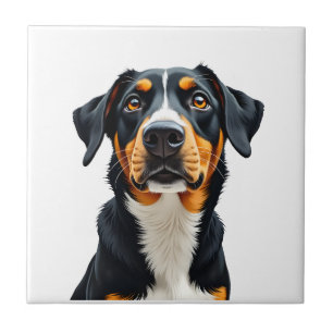 Carreau Illustration Rétro Portrait de Chien Coloré Vintag