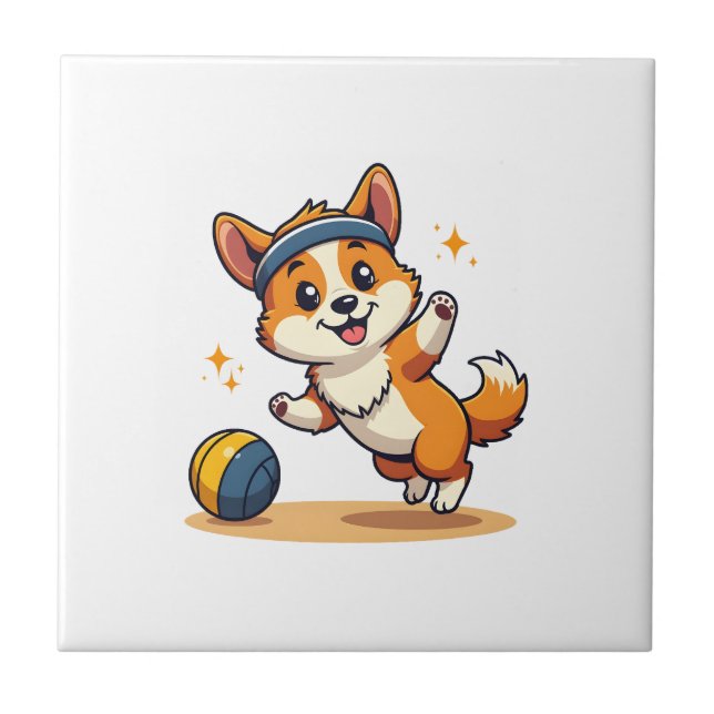 Carreau Illustration vectorielle de chien de volleyball Co (Devant)