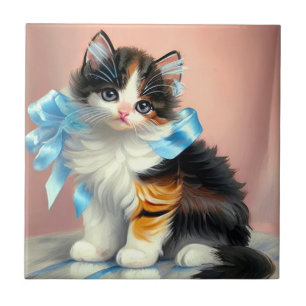 Carreau Illustration vintage Calico Kitten