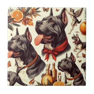 Carreau Illustration vintage Cane Corso