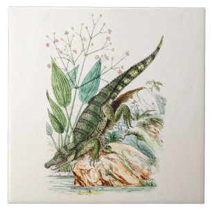 Carreau Illustration vintage de crocodile d'alligator de