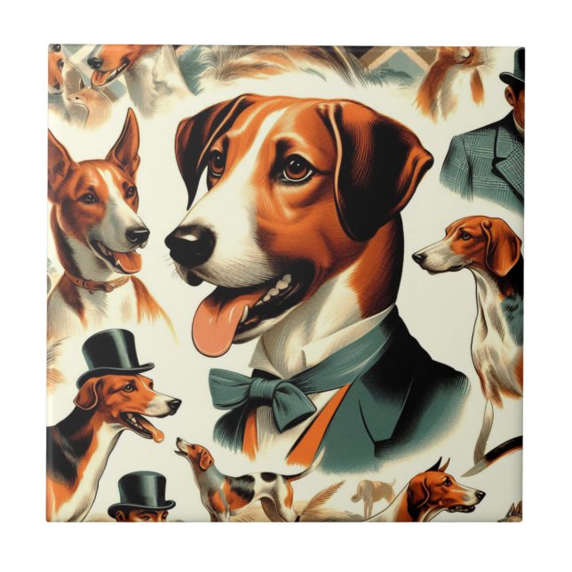 Carreau Illustration vintage de Foxhound (Devant)