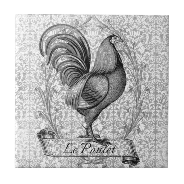 Carreau Illustration vintage du poulet (Devant)