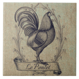 Carreau Illustration vintage du poulet français